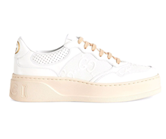 Buy Women's Gucci GG Embossed Low-Top Sneakers in White/Peach