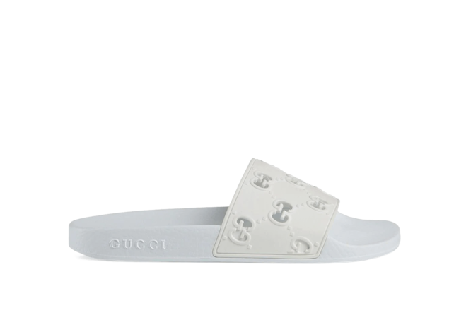 Women's Gucci Rubber GG Slide Sandal White - Buy Now and Get Discount!