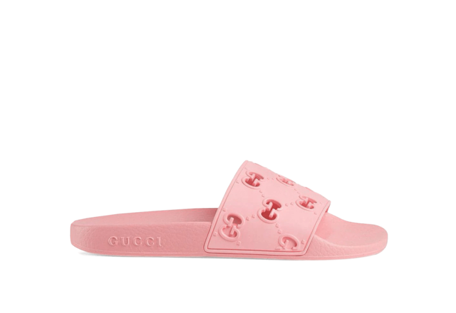 Shop Gucci Rubber GG Slide Sandal Pink for Women's and Get Discount!