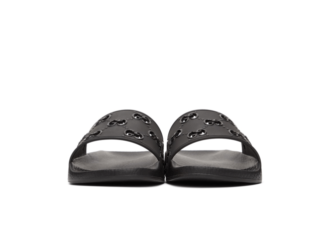 Be Stylish and Trendy with Gucci Black Rubber GG Slides!