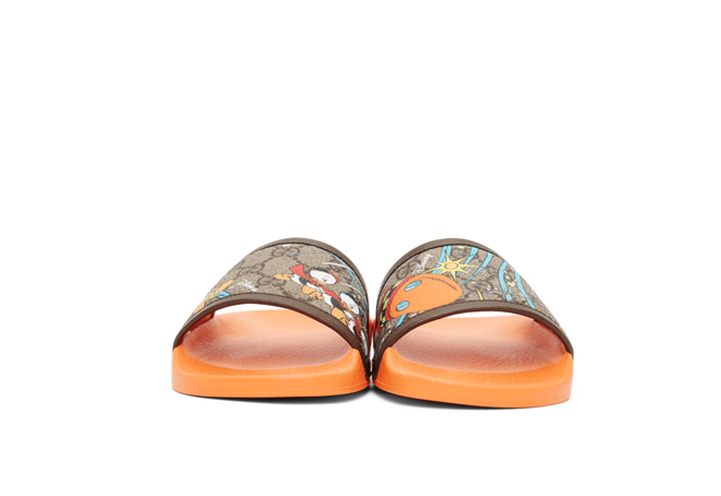 Look Great with Men's Orange Disney Edition GG Supreme Donald Duck Sandals