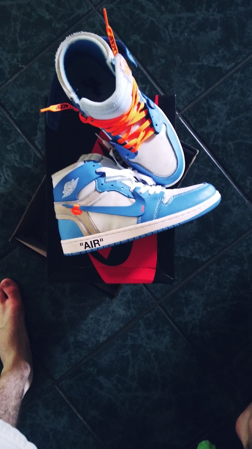 Nike Off-White Air Jordan 1 Blue outfit women | snkrs.su