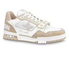 Men's Louis Vuitton Trainer Sneaker - Beige Monogram Denim - Get it on Sale!