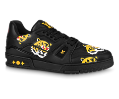 Get Louis Vuitton Trainer Sneaker - Black, Printed calf leather for Men.