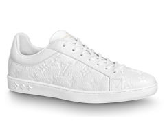 Men's White Monogram-Embossed Grained Calf Leather Louis Vuitton Luxembourg Sneaker - On Sale Now!