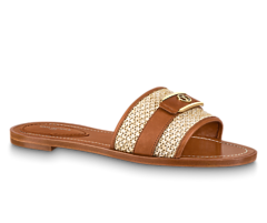 Shop Louis Vuitton Lock It Flat Mule Cognac Brown for Women