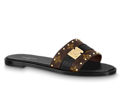 Get the Louis Vuitton Lock It Flat Mule Black for Women's Sale Now!