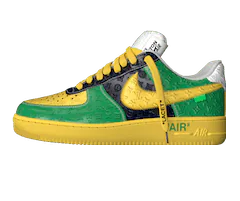 Men's Louis Vuitton and Nike Air Force 1 Low by Virgil Abloh Yellow/Green, Get Discount Now!