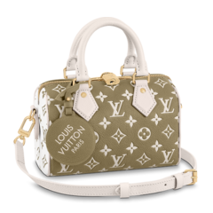 Shop Louis Vuitton Speedy Bandouliere 20 Khaki Green, Beige & Cream for Women's