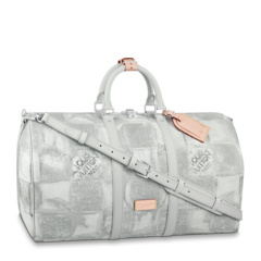 Louis Vuitton Keepall Bandouliere 50 Stone Gray - Men's Designer Bag On Sale!