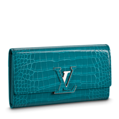 Shop the Louis Vuitton Capucines Wallet Bleu Canard Blue for Women