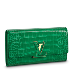 Women's Louis Vuitton Capucines Wallet Emeraude Green - Shop Discount Now!