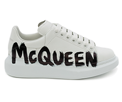 Alexander McQueen Graffiti Oversized Sneaker in White/Black - Men's Discounted Shoes