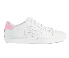 Shop Gucci Ace sneakers with Interlocking G symbol White/pink for Women's - Get Now on Sale!