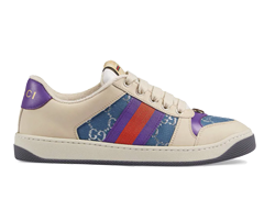 Shop Women's Gucci Screener Leather Sneakers in Purple/Off-White/Blue - Get Yours Now!