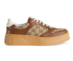 Shop Gucci GG Embossed Low-Top Sneakers for Women - Ebony-Beige on Sale Now!