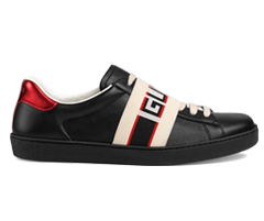 Buy Gucci Men's Black, Red and Cream Logo Stripe Leather Sneaker