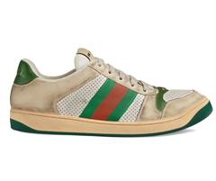 Men's Gucci Screener Leather Sneaker Vintage Distressed Effect - Sale Discount!