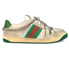 Women's Gucci Screener Distressed Sneakers With Crystals - Get Discount Now!