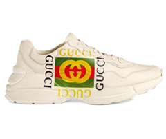 Shop Gucci Ivory Rhyton Logo Leather Sneaker for Men's and Get Discount!