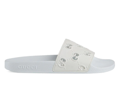 Shop Gucci Rubber GG Slide Sandal White for Men's at Discounted Price