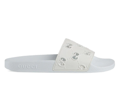 Women's Gucci Rubber GG Slide Sandal White - Buy Now and Get Discount!