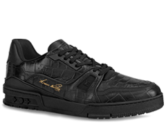 Men's Louis Vuitton Trainer Sneaker Alligator Embossed Calf Leather Black - Get Now at Shop!