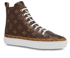 Men's Louis Vuitton Stellar Sneaker Boot Patent Monogram Canvas Rubber Outsole at Discounted Prices