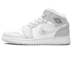 Get the Air Jordan 1 Mid SE GS - Grey Camo Swoosh Women's Shoes Now!