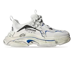 Balenciaga Sketch-Print Sneakers White/Black/Blue