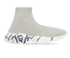 Balenciaga Graffiti-Print Sneakers Light Grey