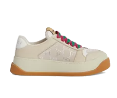 Gucci Screener Lace-Up Sneakers Beige