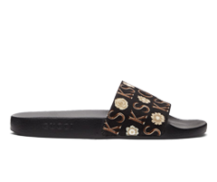 Get the Gucci Black & Brown Ken Scott Edition Eco GG Slides for Women Now!