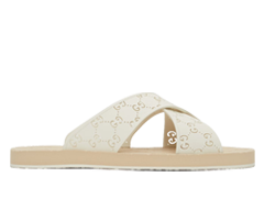 Men's Gucci White & Pink GG Slide Sandals - Sale Discount