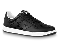 Men's Louis Vuitton Rivoli Sneaker - Black Monogram metallic canvas and calf leather - Get Sale Now!