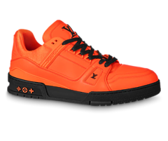 Men's Louis Vuitton Trainer Sneaker - Orange Calf Leather - Discount Shop