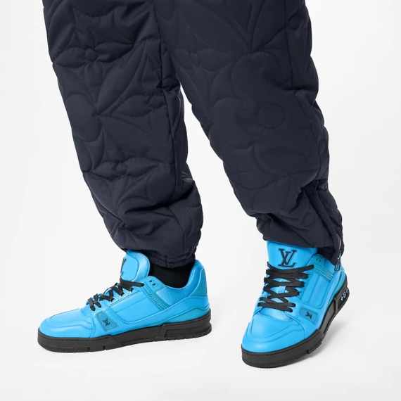 Sale on Men's Louis Vuitton Trainer Sneaker - Blue Calf Leather!