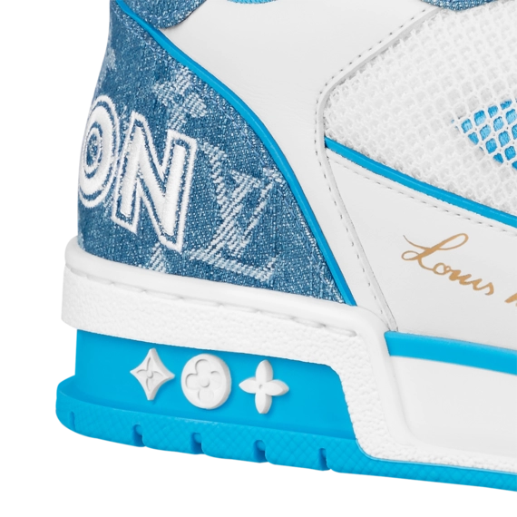Men's Louis Vuitton Trainer Sneaker - Blue Monogram Denim - Get it Now!