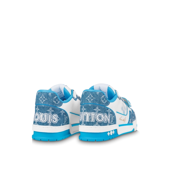 Men's Louis Vuitton Trainer Sneaker - Blue Monogram Denim - Don't Miss Out!