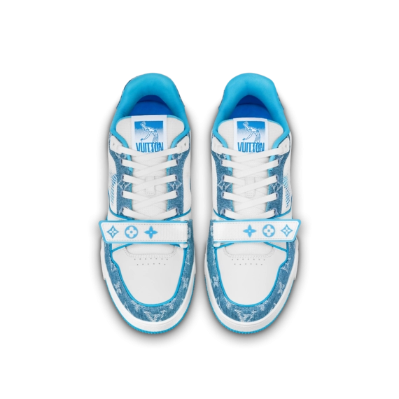 Grab the Men's Louis Vuitton Trainer Sneaker - Blue Monogram Denim on Sale!