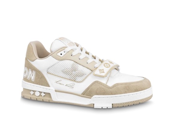 Men's Louis Vuitton Trainer Sneaker - Beige Monogram Denim - Get it on Sale!