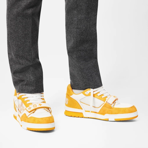 Shop the Latest Men's Louis Vuitton Trainer Sneaker - Yellow Monogram Denim on Sale!