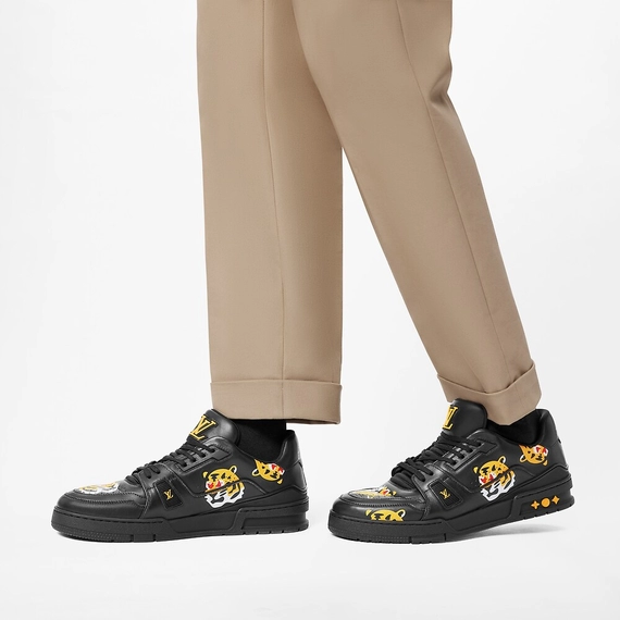 Shop Men's Louis Vuitton Trainer Sneaker - Black, Printed calf leather.