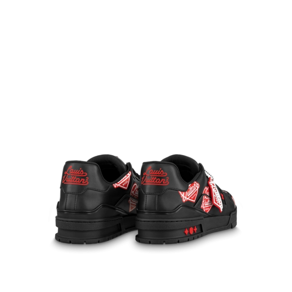 Shop Men's Louis Vuitton Trainer Sneaker - Black Printed Calf Leather Now On Sale