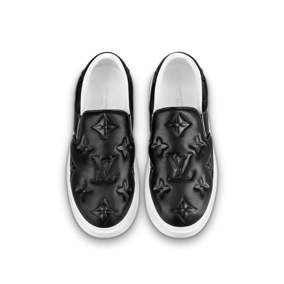 Men's Louis Vuitton Beverly Hills Slip On - Black Monogram-embossed calf leather at a discounted price!