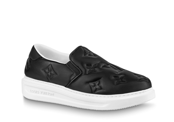 Men's Louis Vuitton Beverly Hills Slip On - Black Monogram-embossed calf leather, get discount!