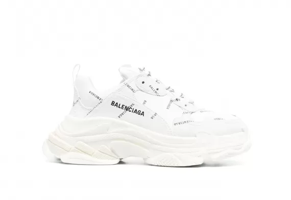 Men's Balenciaga Triple S - White, All-over Logo Print - Buy Now!