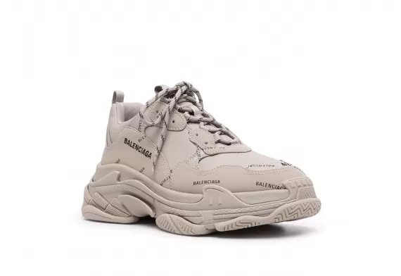 Save Now on Men's Balenciaga Triple S - Beige/Black with All-over Logo Print