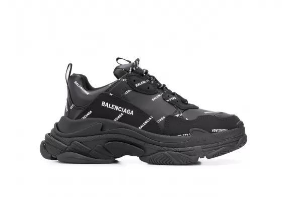 Shop Balenciaga Triple S - Black, All-over Logo Print for Men's