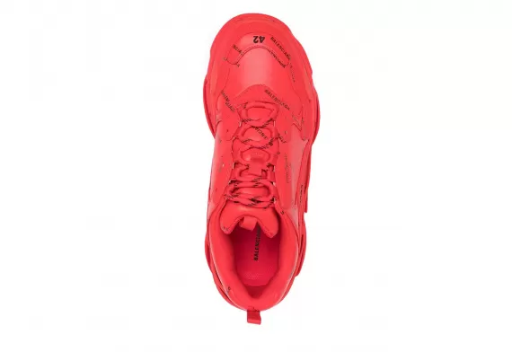Upgrade Your Look with Balenciaga Triple S - Cherry-Red, All-over Logo Print